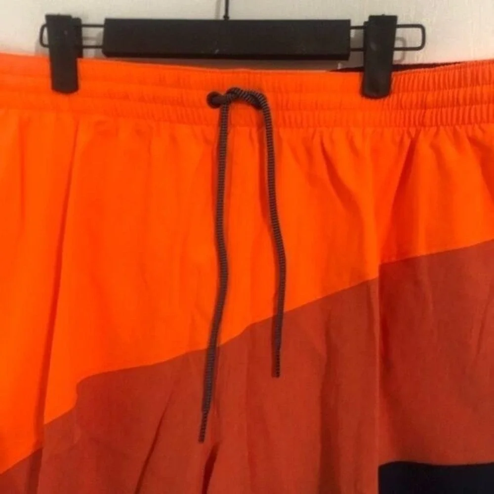 Nike Mens Size Small‎ Orange Navy Color Block Swim Trunks Board Shorts NESS9445